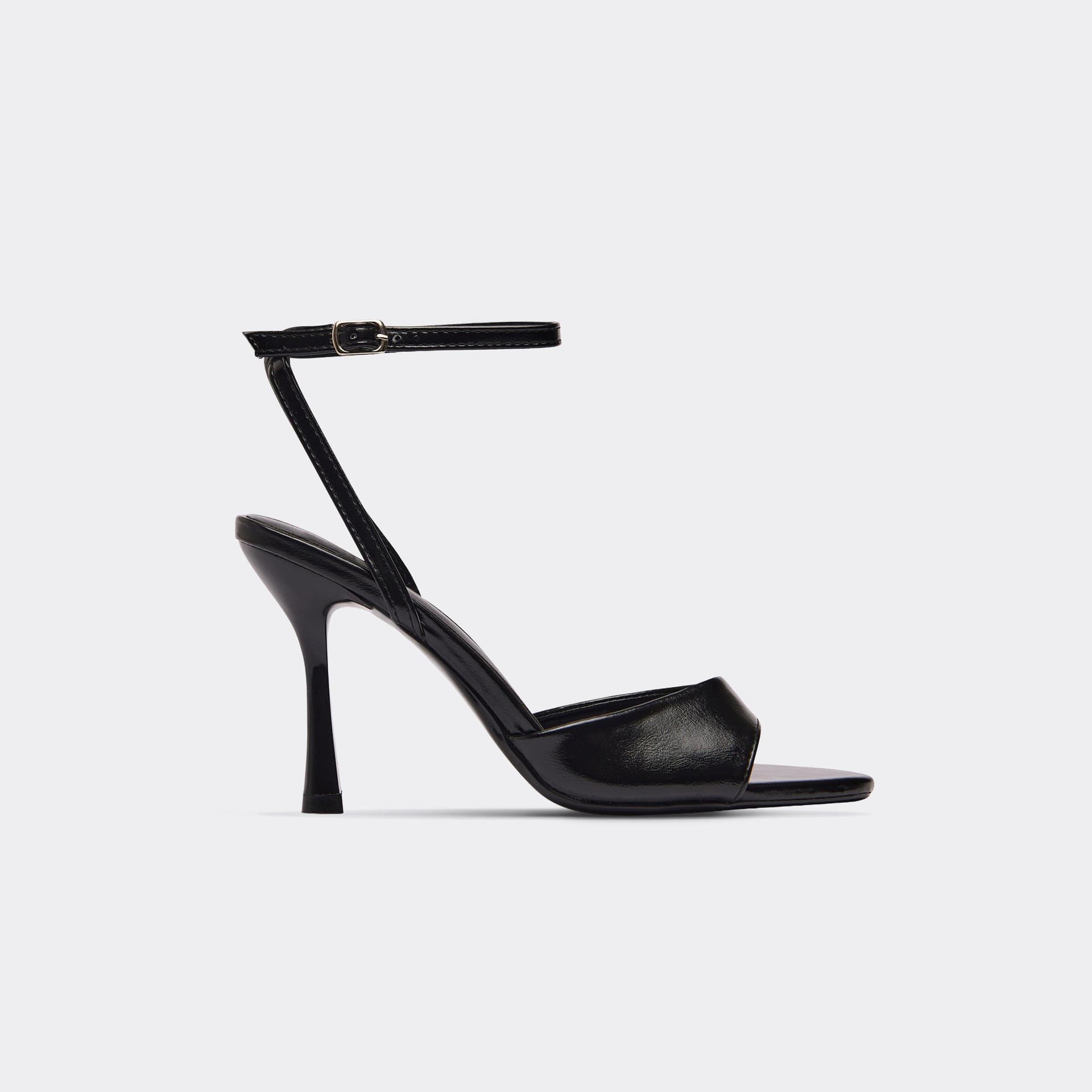 EGO EGO Black Faux Leather Ankle Strap Peep Toe Heel