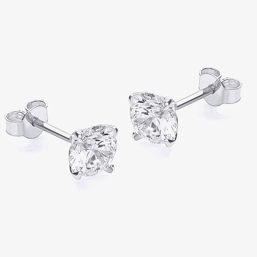 T.H.Baker T.H.Baker Silver 9ct White Gold Cubic Zirconia Stud Earrings