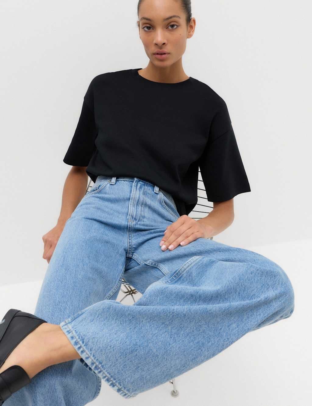 Marks & Spencer M&S High Waisted Balloon Leg Jeans Medium Indigo