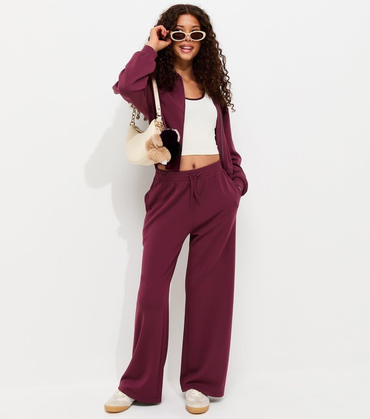 New Look Girls' Dark Burgundy Soft Touch Wide Leg Joggers New Look