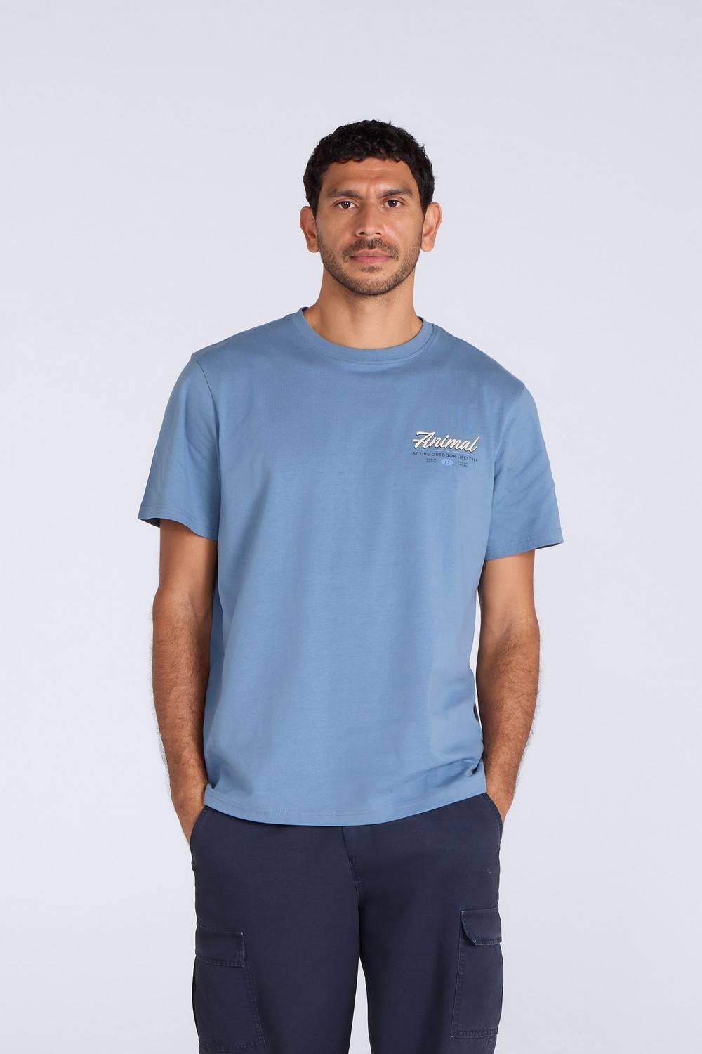 Animal Animal Men's 'Chase' Graphic Cotton Casual Short Sleeve Lightweight Top in Blue - 2