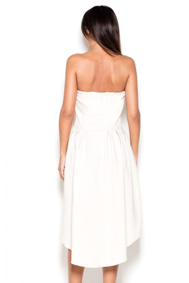 Love Lace Love Lace Women's Strapless Asymmetrical Daydress with Elastic Bust in Beige - 2