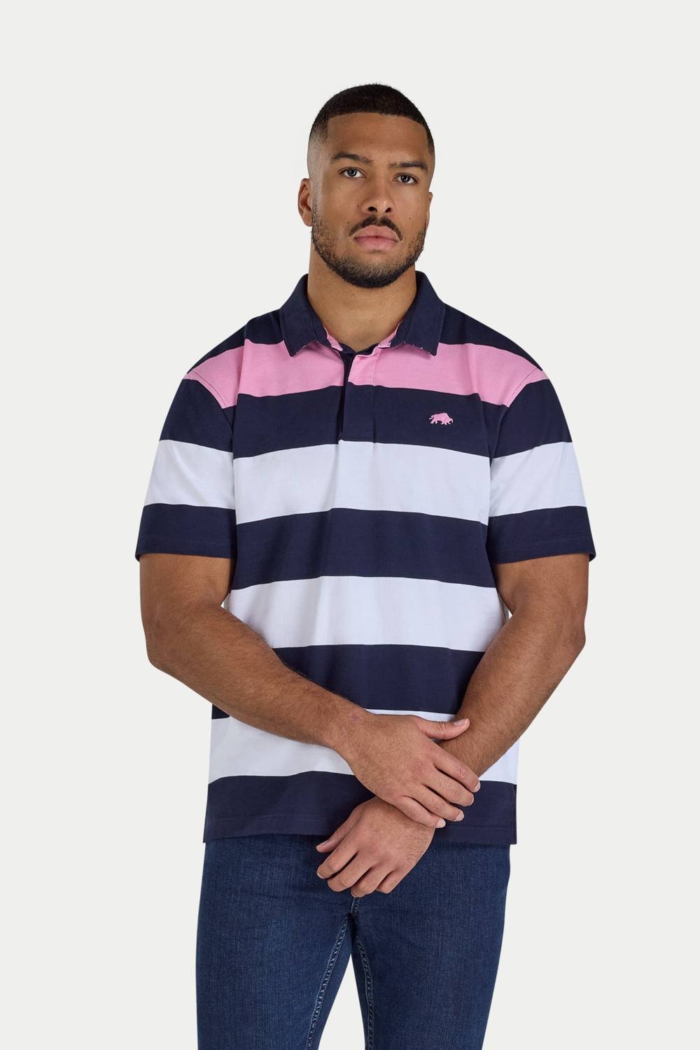 raging bull Raging Bull Men's Irregular Stripe Rugby in Navy - 2