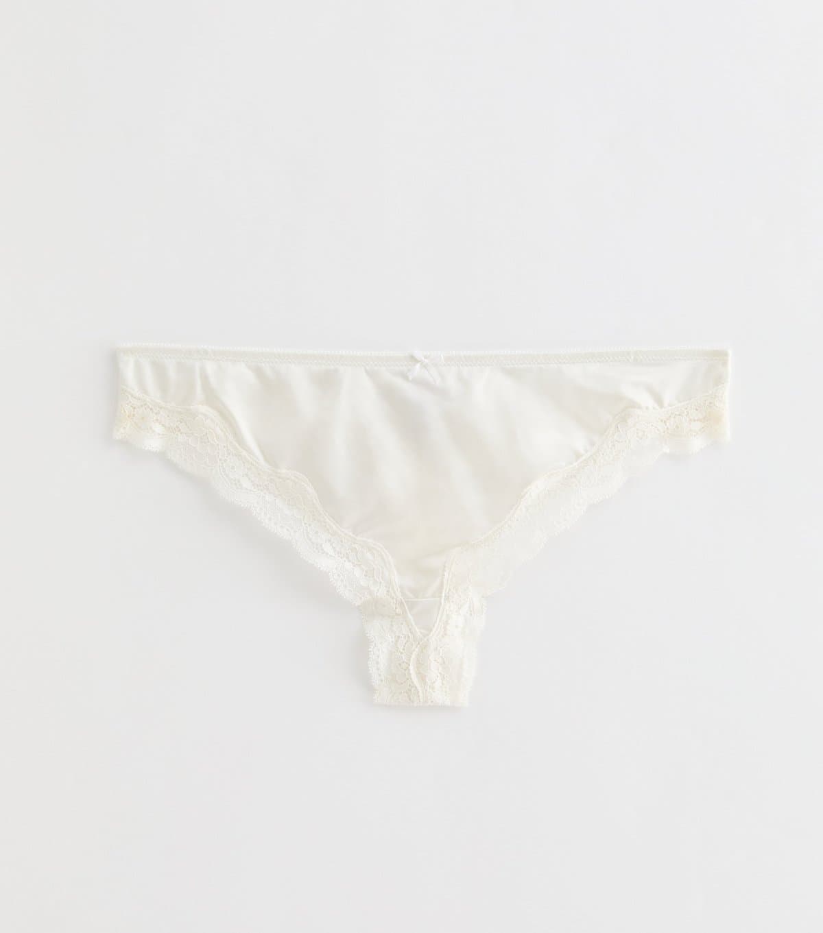 New Look Women's White Satin Look Micro Lace Thong New Look