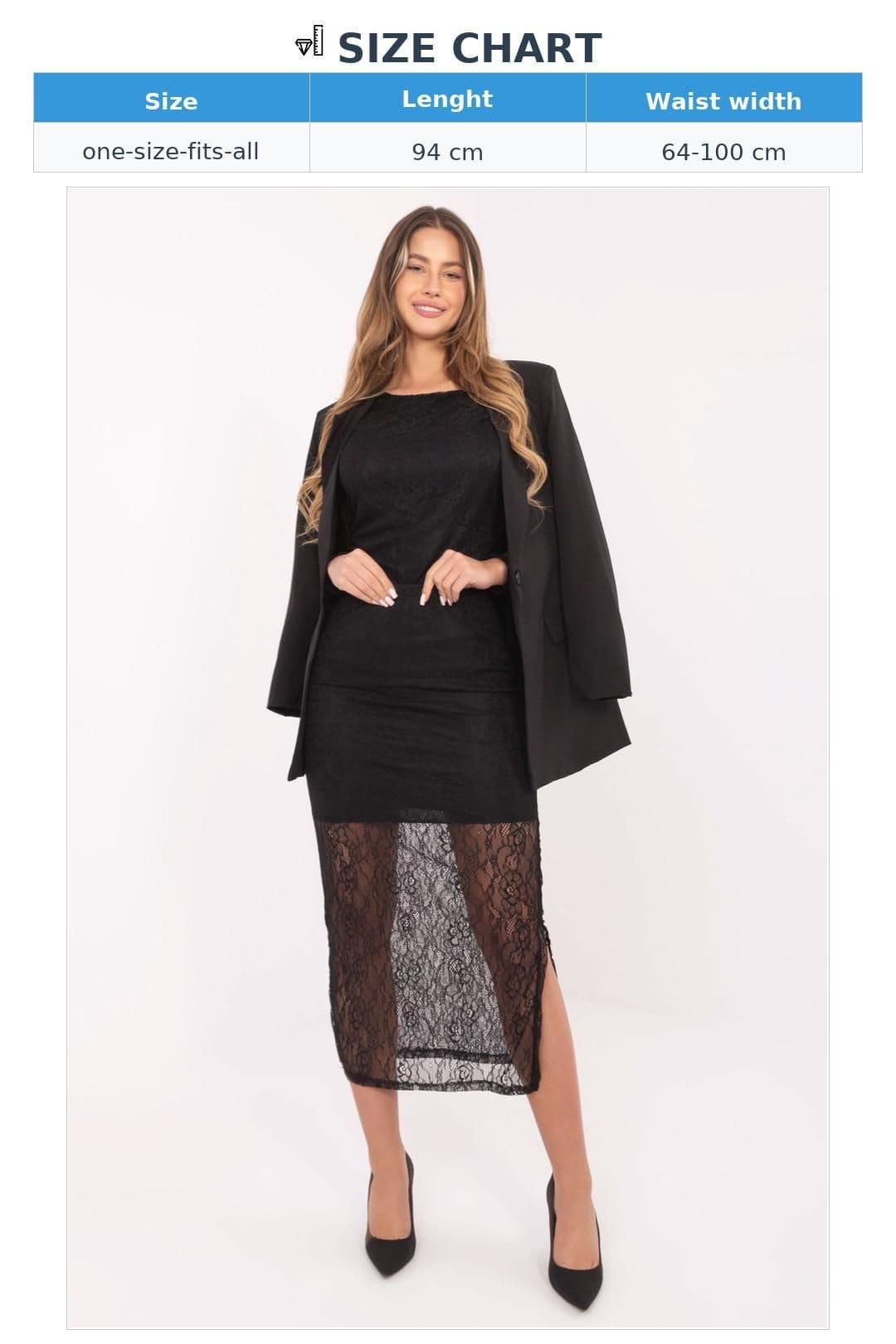 Love Lace Love Lace Women's Openwork Lace Midi Skirt with Elastic Waist in Black - 4