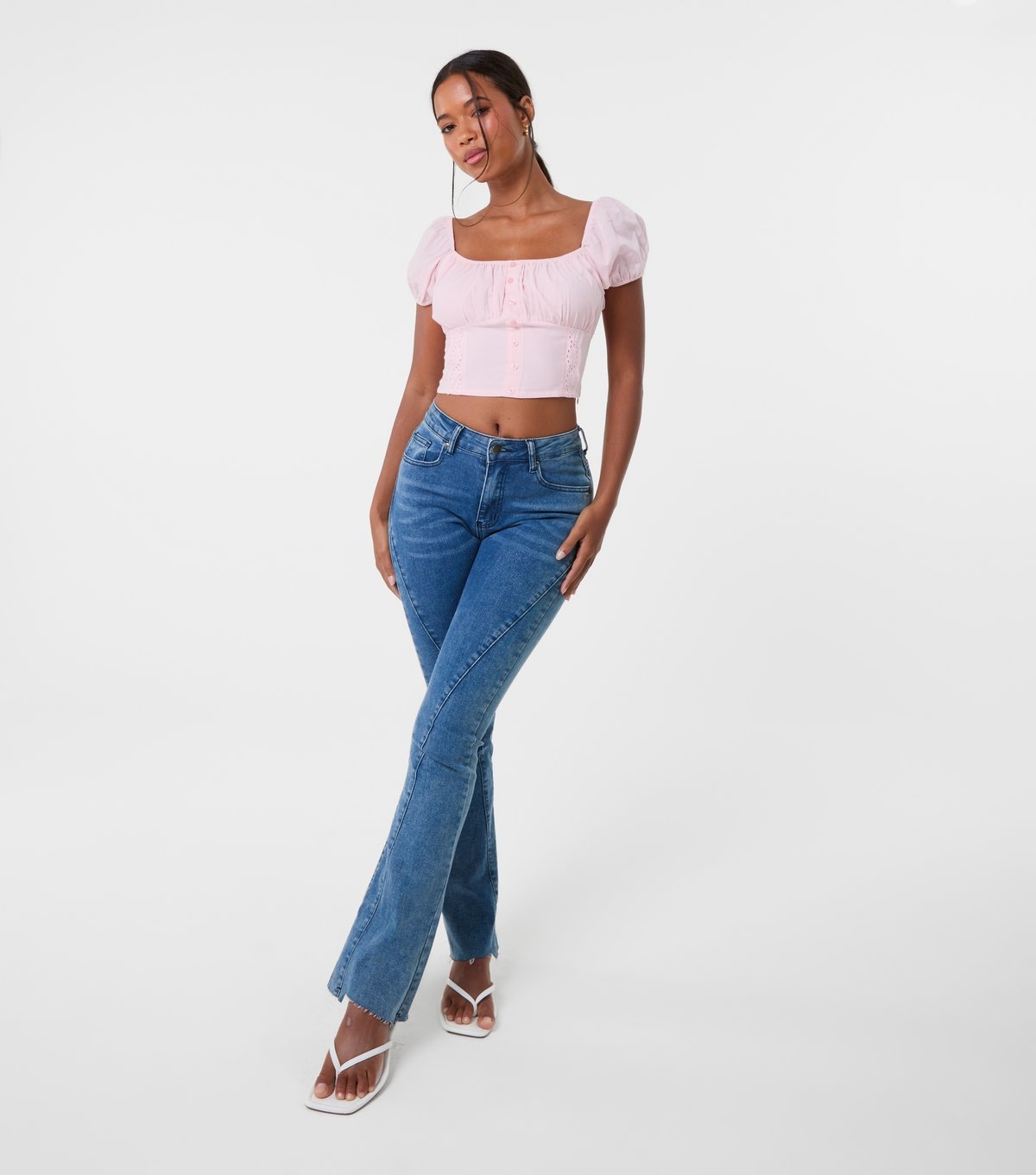 Pink Vanilla Women's Pink Broderie Crop Top Pink Vanilla New Look - 2