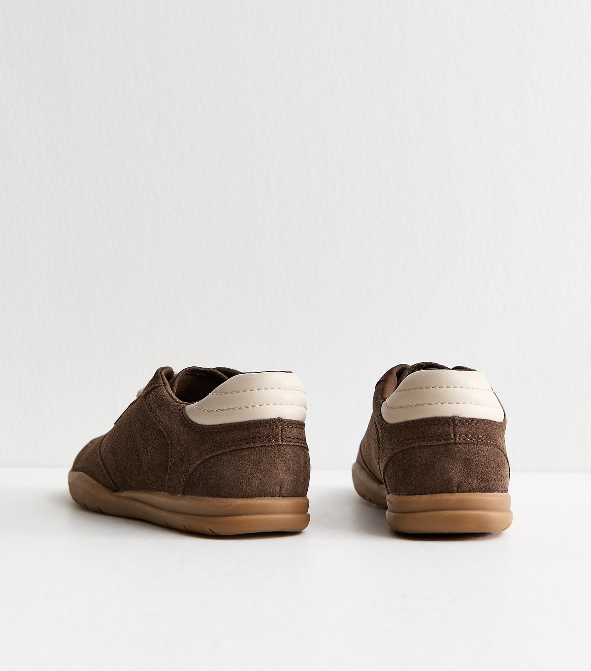 New Look Women's Premium Real Leather Dark Brown Suede Lace Up Trainers New Look - 4