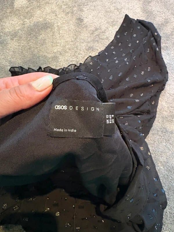 ASOS Asos pleated black chiffon dress UK12