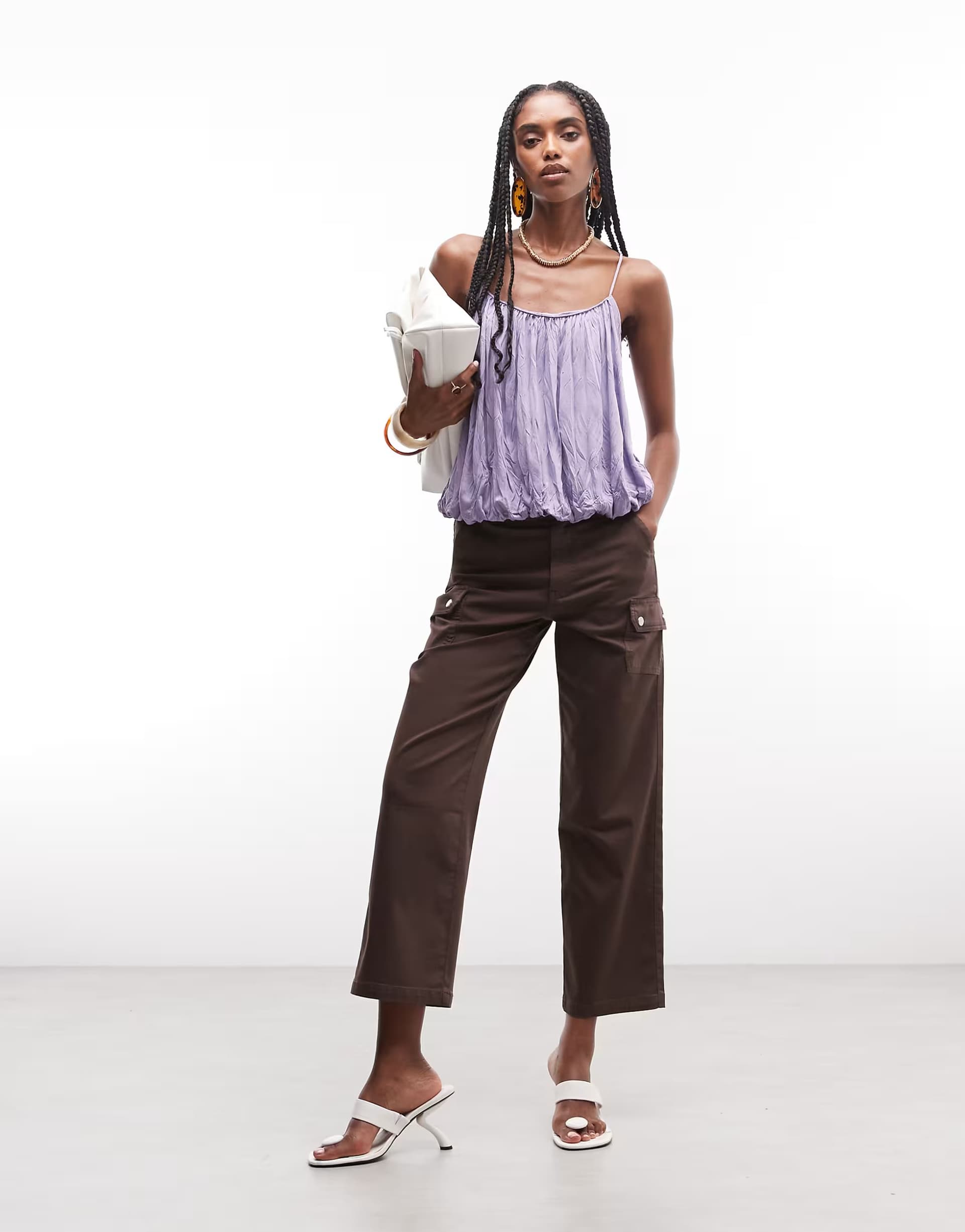 ASOS ASOS DESIGN cargo trouser with pocket detail in chocolate