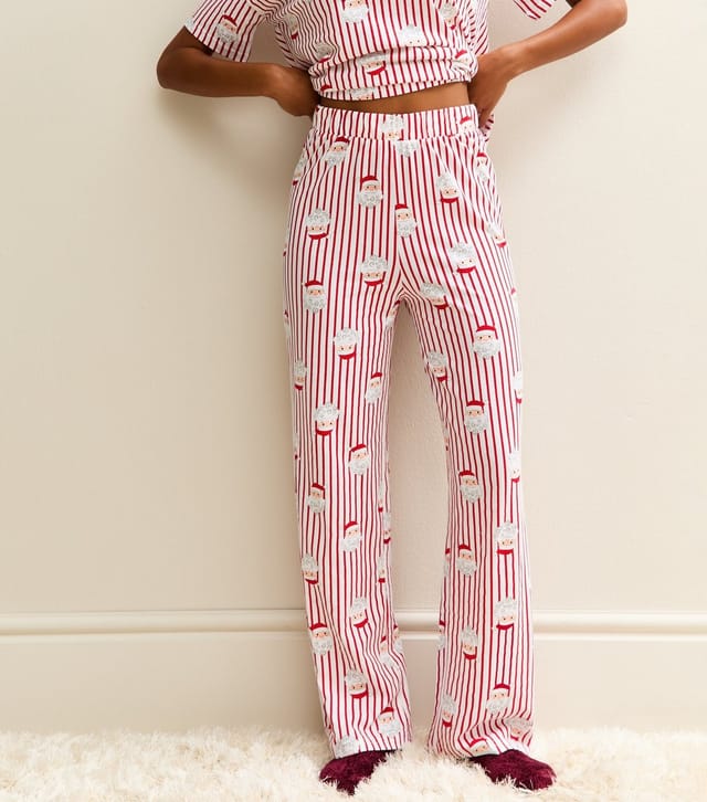 New Look Women's Red Christmas Santa Print Striped Pyjama Set New Look - 3