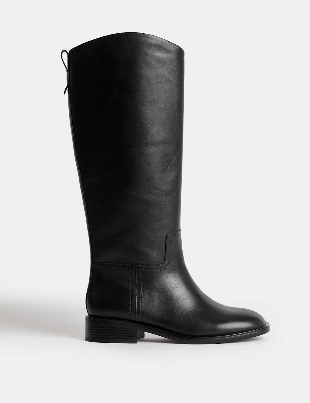 Marks & Spencer M&S Leather Riding Knee High Boots Black