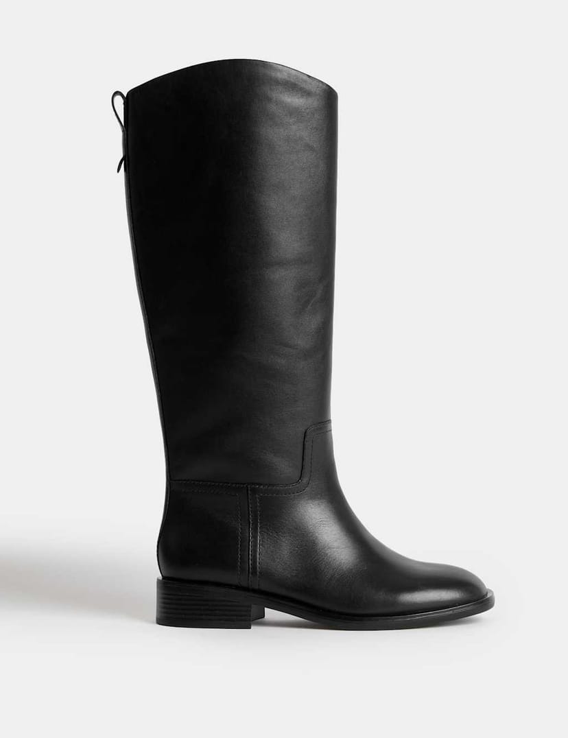 Marks & Spencer M&S Leather Riding Knee High Boots Black - 1