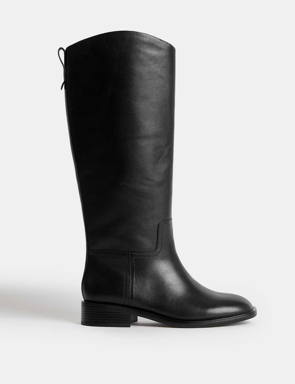 Marks & Spencer M&S Leather Riding Knee High Boots Black - 1