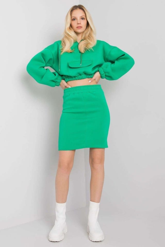 Love Lace Love Lace Women's Everyday Hooded Sweatshirt & Skirt Set in Green - 2