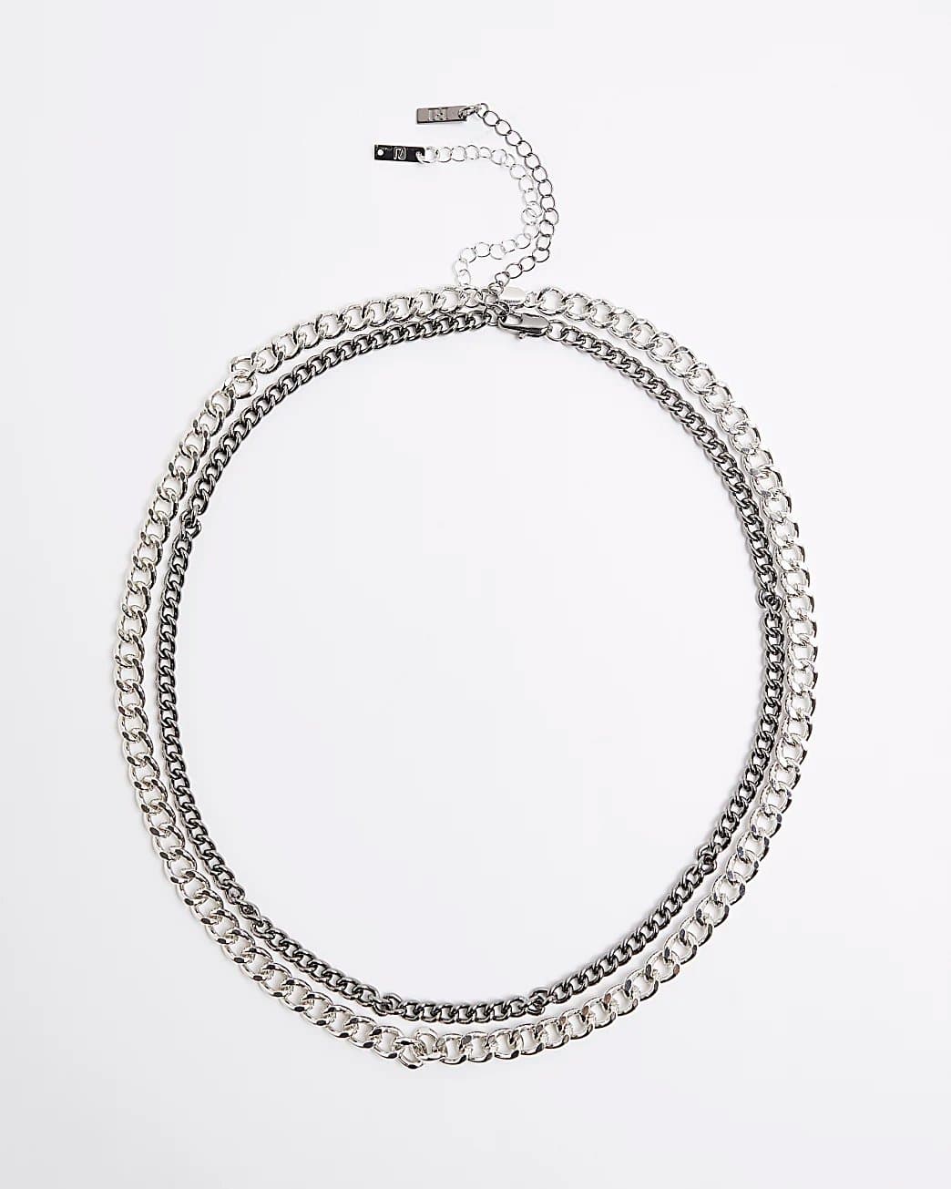 River Island Mens River Island Silver Rhinestone Chunky Necklace