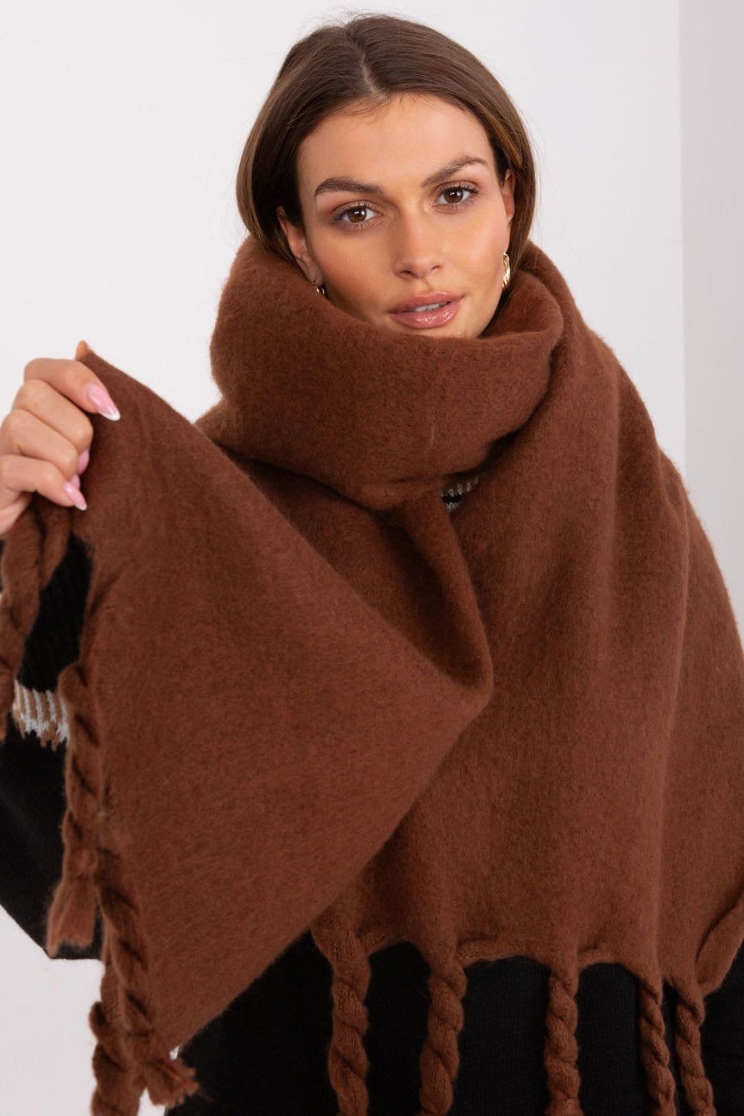Love Lace Love Lace Women's Long Smooth Polyester Scarf with Tassels for Fall Winter in Brown - 4