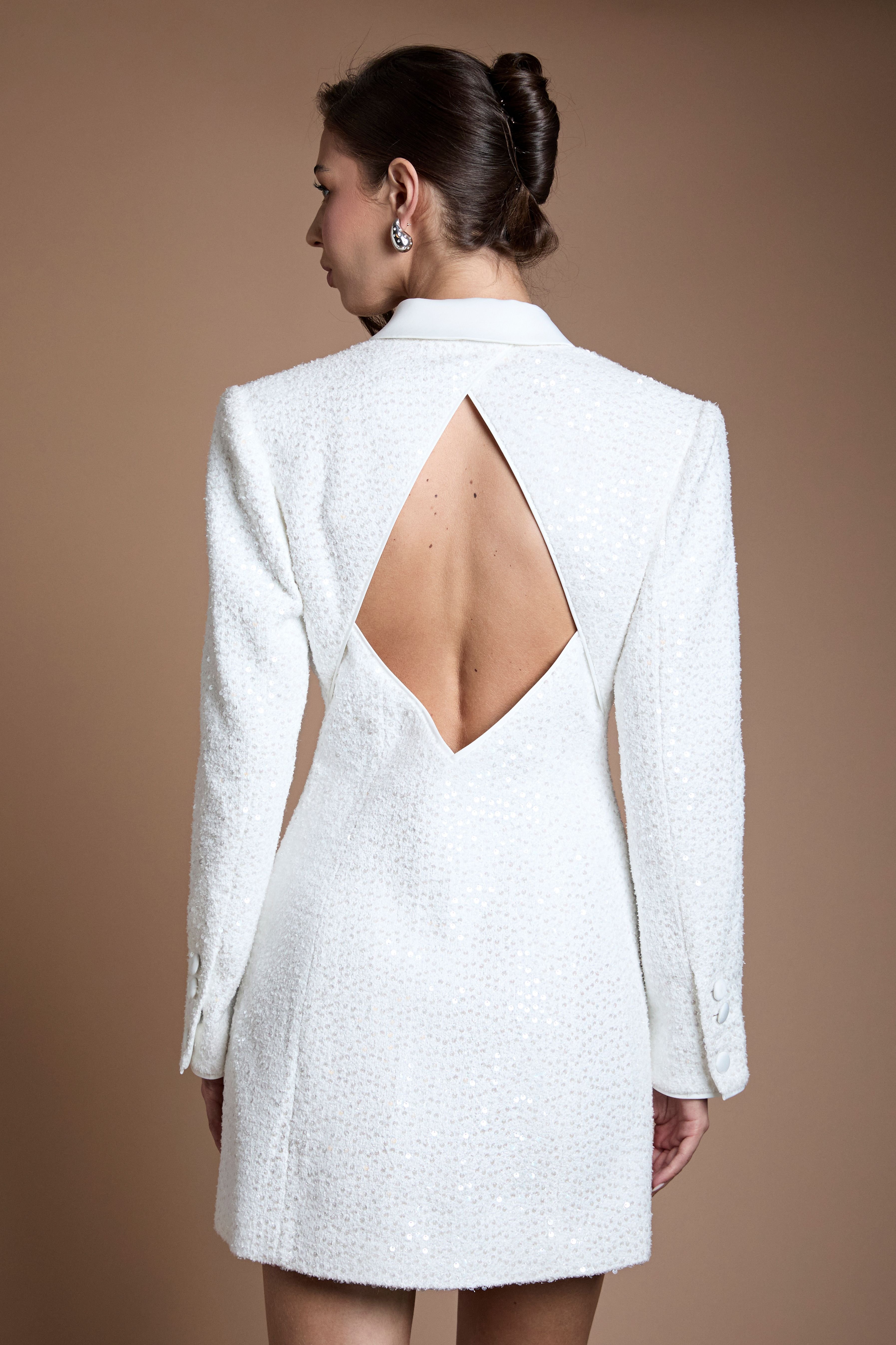Coast Coast Women's Blazer Bridal Dress With Open Back in Ivory - 3