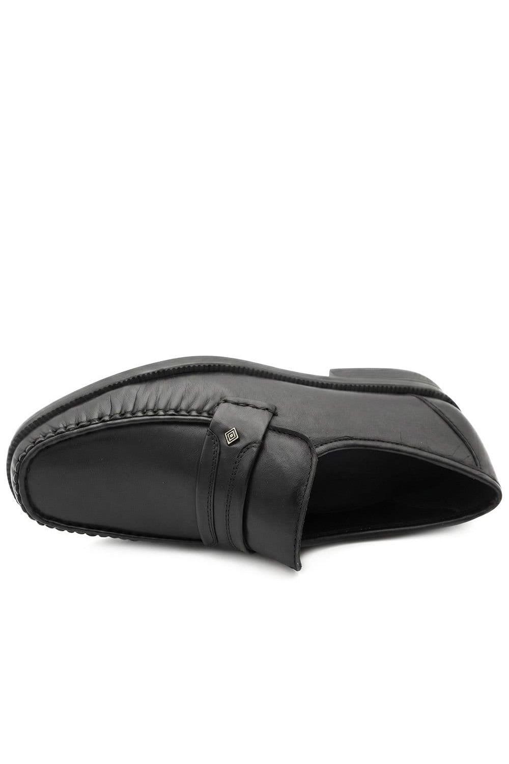 Pavers Pavers Men's Wide Fit Smart Leather Saddle Strap Loafers in Black - 4