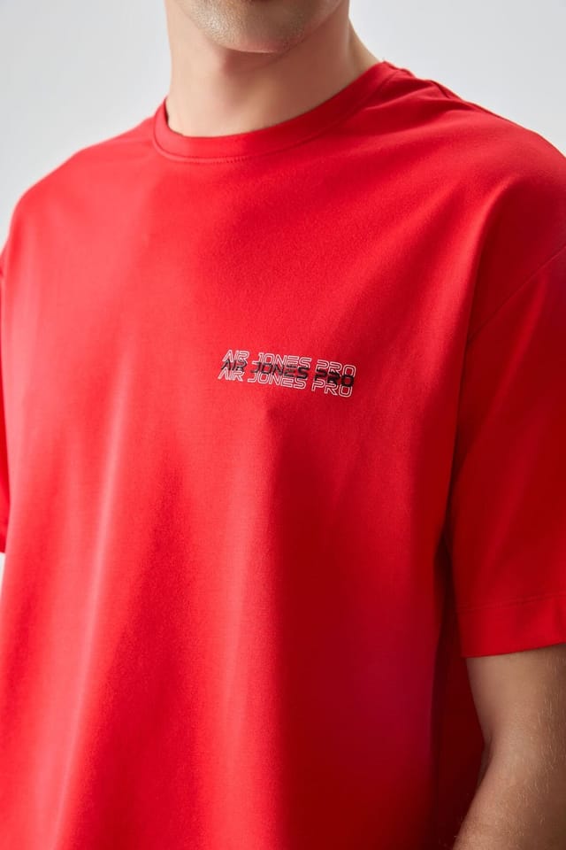 Tommy Life Tommy Life Men's Oversized Printed Cotton Jersey T-Shirt in Red - 3
