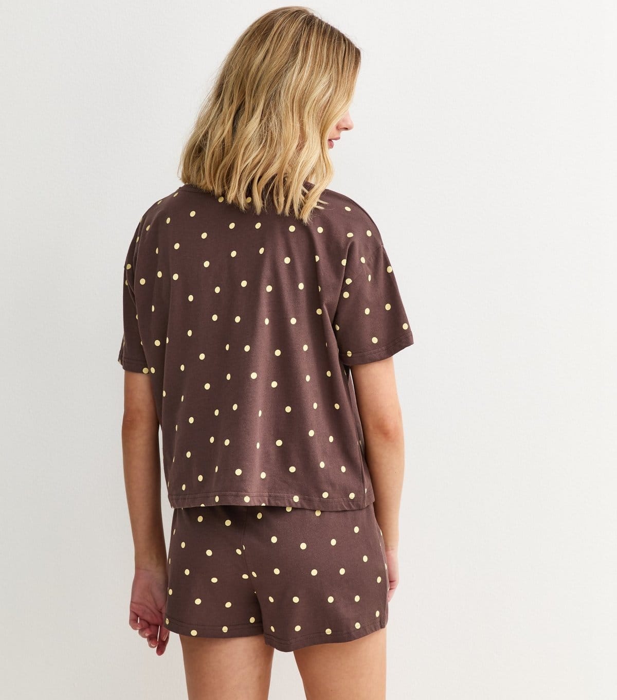 New Look Women's Brown Polka Dot Top and Shorts Pyjama Set New Look - 4