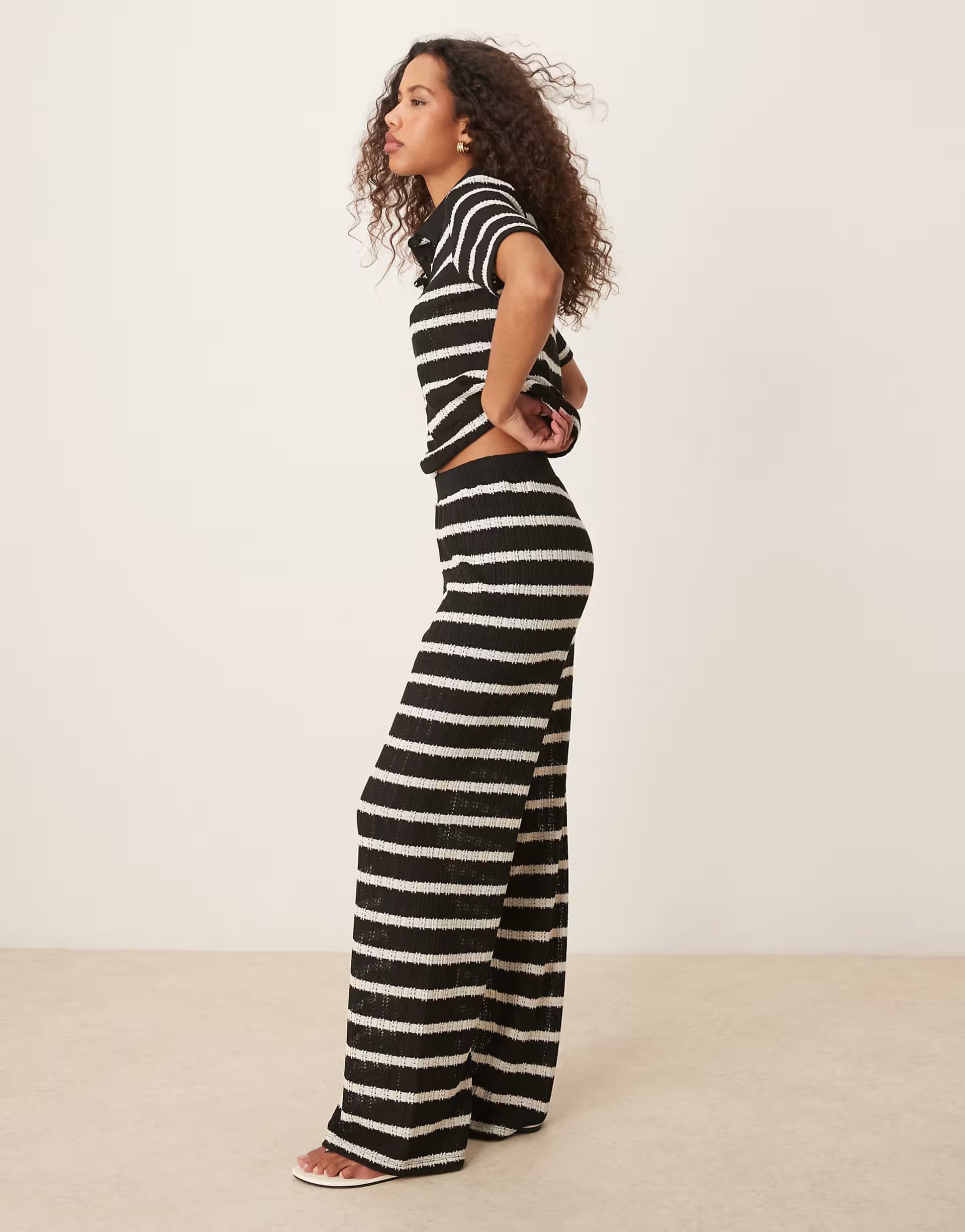 ASOS JDY crochet co-ord in black & white stripes
