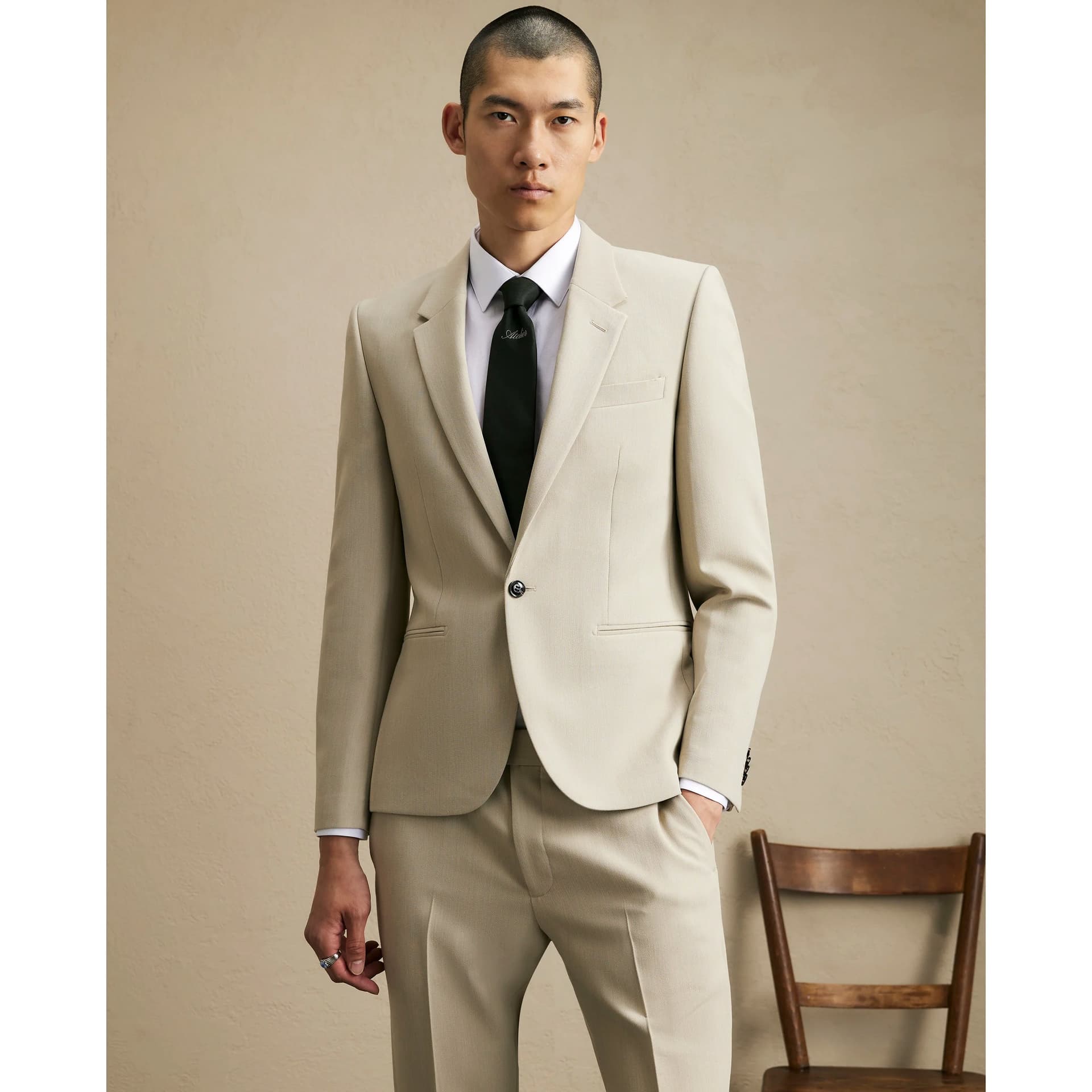 River Island Mens River Island Beige Skinny Fit Suit Jacket