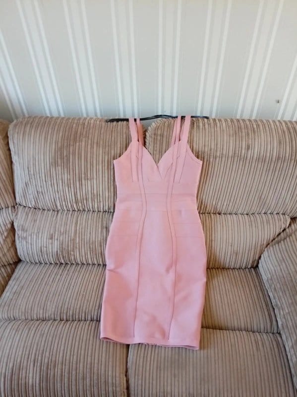 Topshop Ladies size 10 rose pink bandage bodycon sleeveless dress - 1