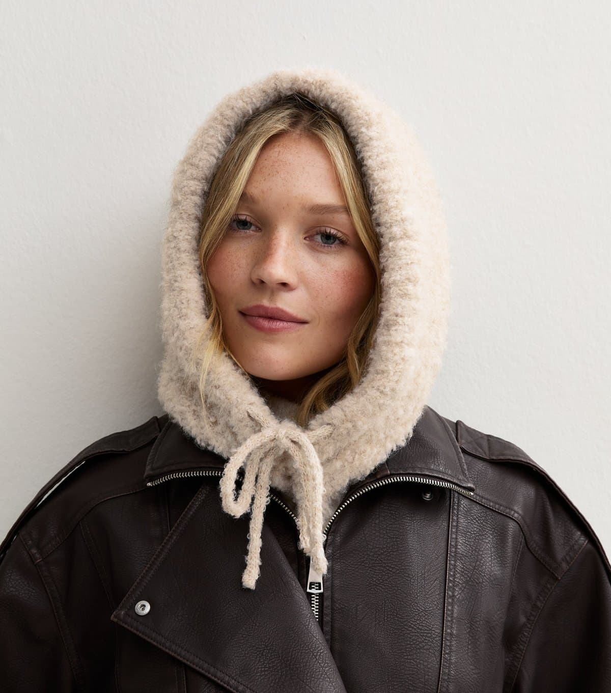 New Look Oatmeal Ribbed Knit Balaclava New Look