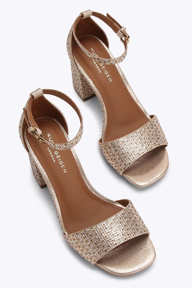Kurt Geiger London Kurt Geiger London Women's 'Square Block Heel' Fabric Heels in Gold - 2