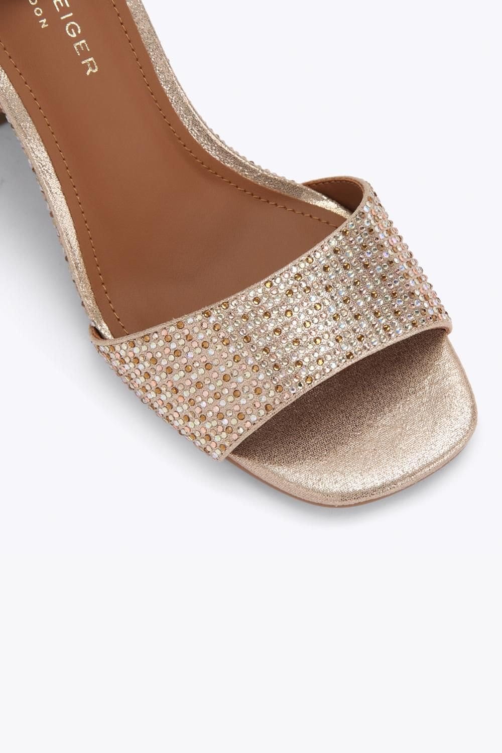 Kurt Geiger London Kurt Geiger London Women's 'Square Block Heel' Fabric Heels in Gold - 4