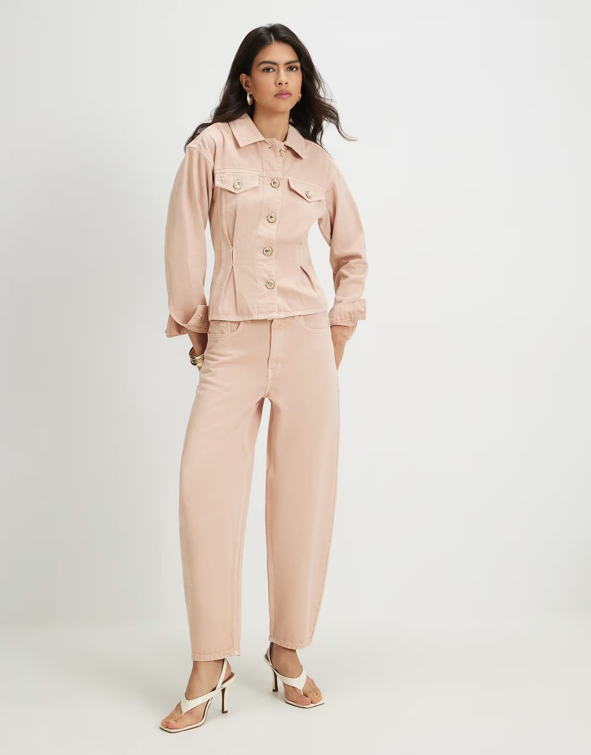 ASOS River Island Seamed barrel leg jeans in pink