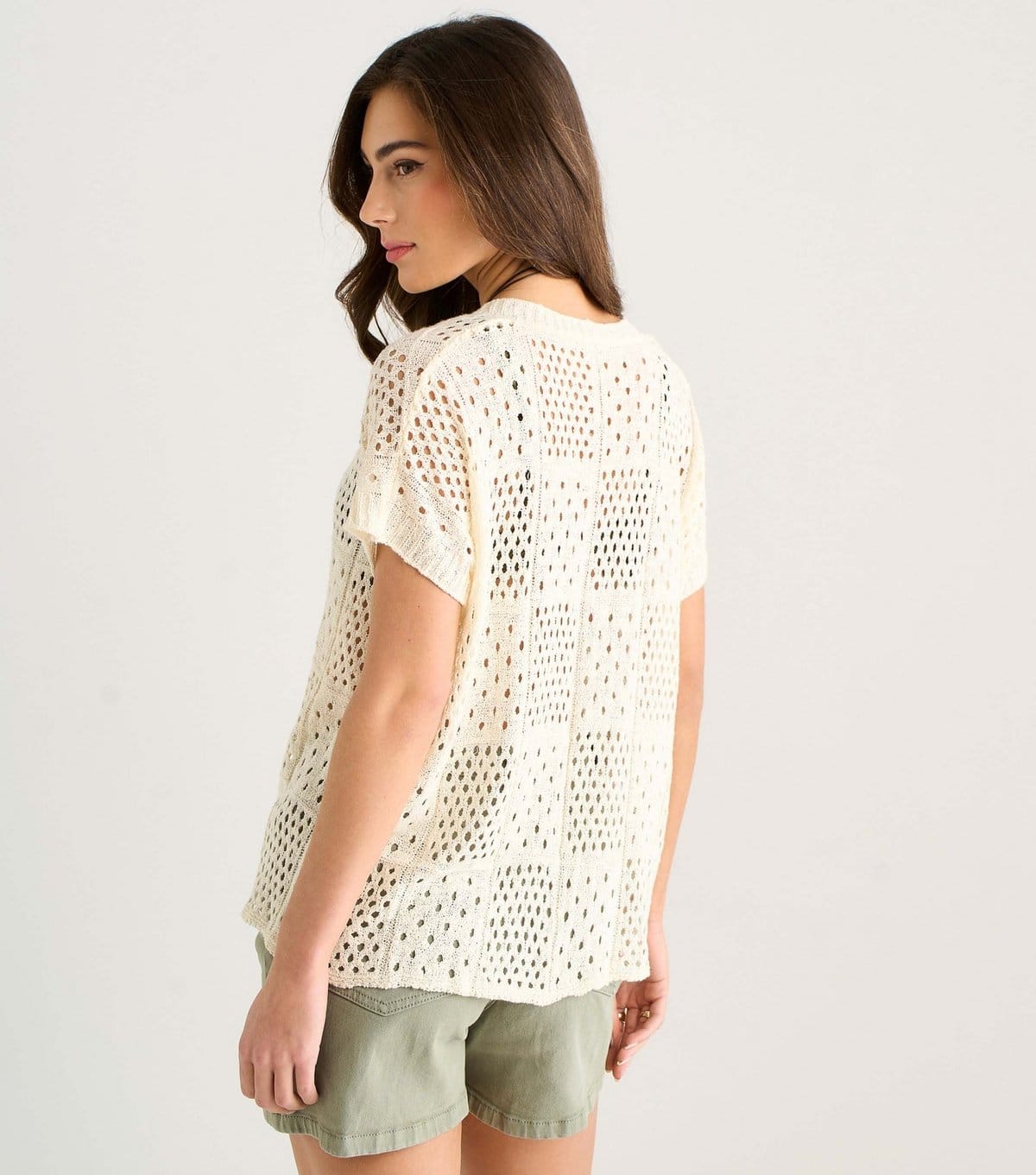 Gini London Women's Cream Crochet Button Front Cardigan Gini London New Look - 4
