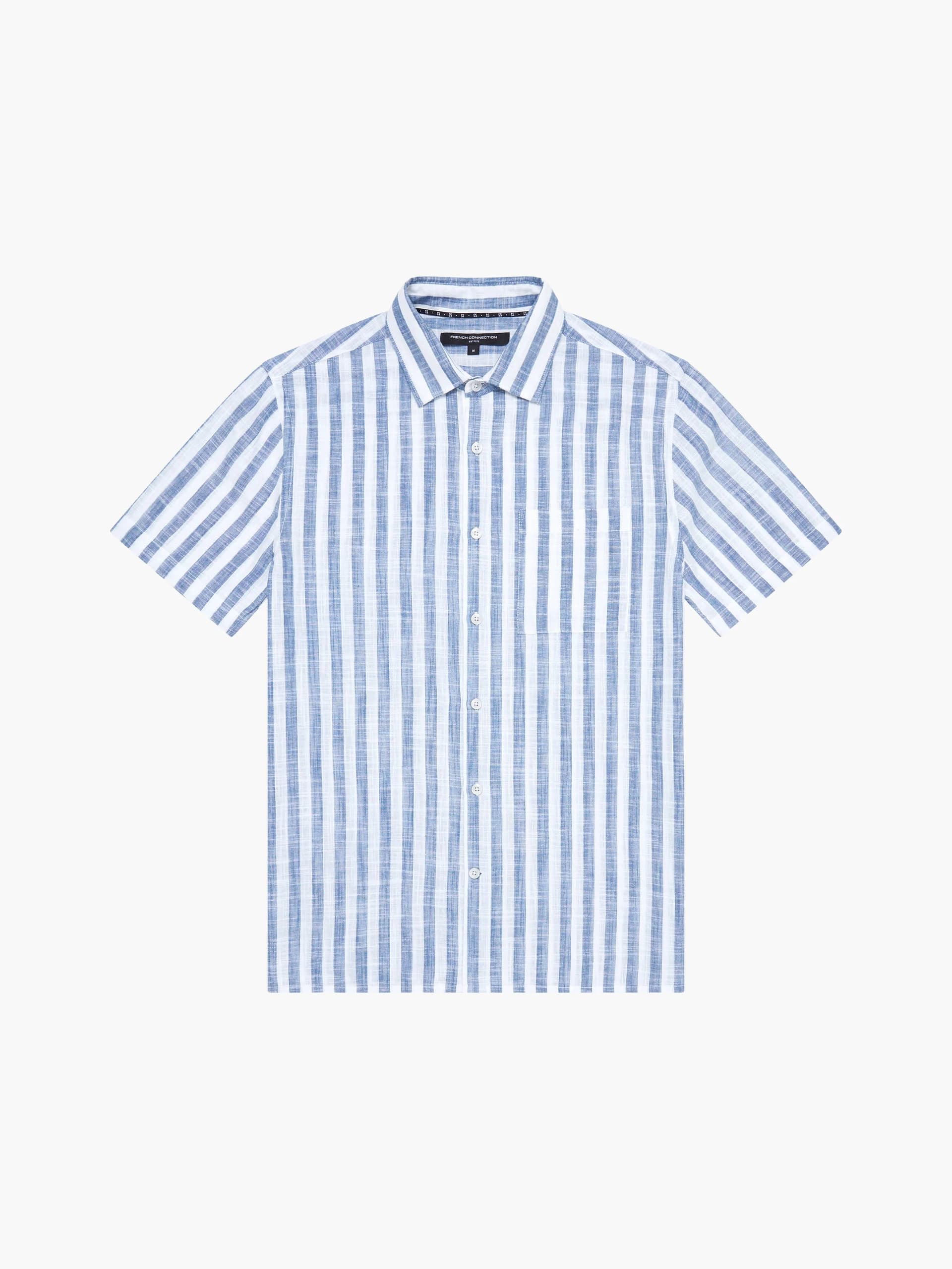French Connection Striped Short Sleeve Shirt White/Blue