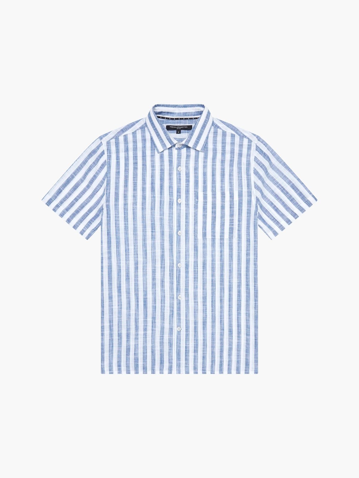 French Connection Striped Short Sleeve Shirt White/Blue - 1