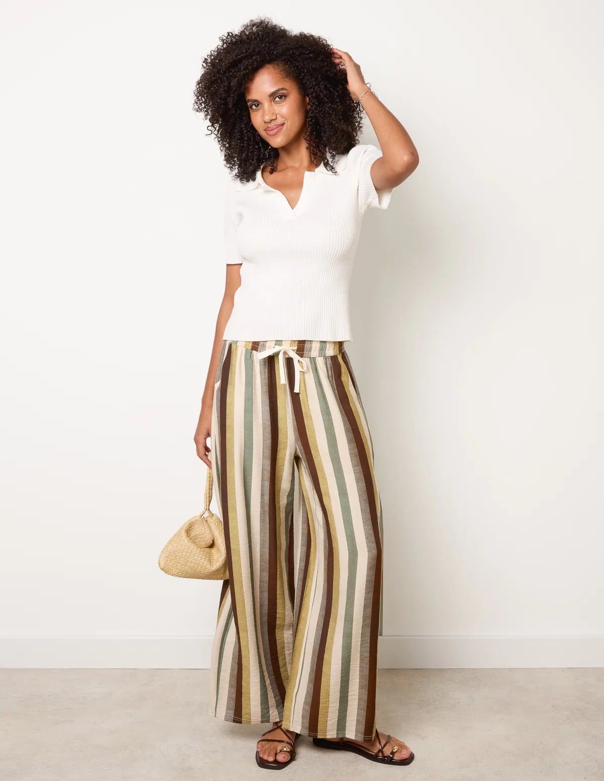 Blue Vanilla Striped Wide Leg Trousers
