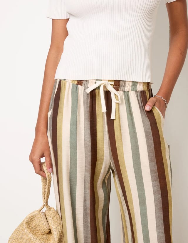 Blue Vanilla Striped Wide Leg Trousers - 3