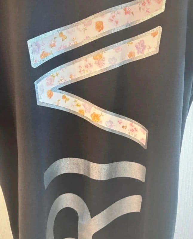 River Island RI Active Black Floral Logo Oversized Graphic Tee