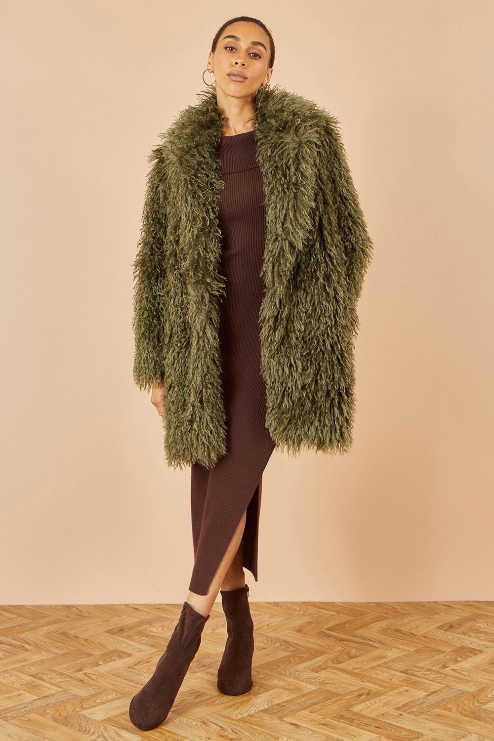 Yumi Yumi Women's Green Luxe Long Hair Fur Coat - 3