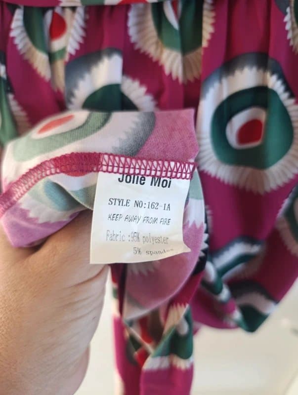 Jolie Moi Jolie Moi Wrap Midi Dress UK 10 Pink Green Retro Geometric Print Tie Waist Occasion