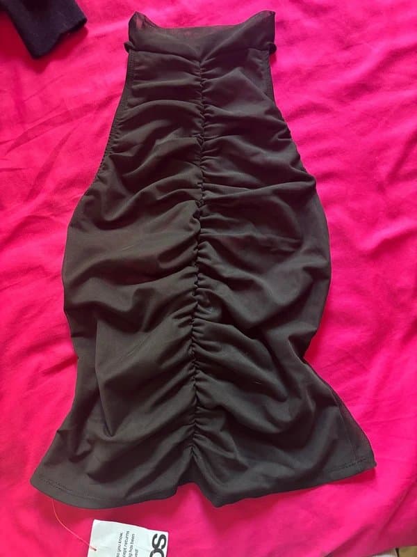 ASOS ASOS design black halter neck high neck ruched backless going out too