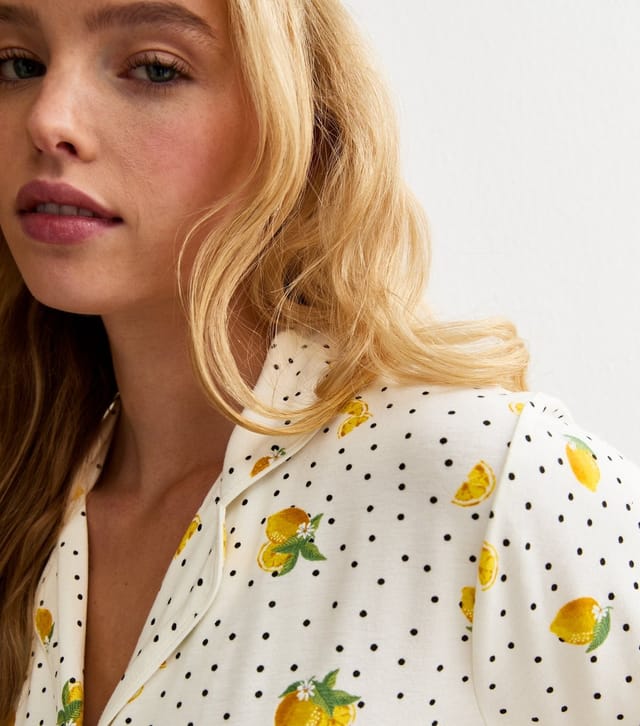 New Look Women's White Jersey Lemon Spot Print Pyjama Set New Look - 2