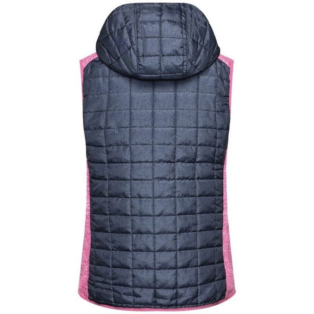 James and Nicholson James and Nicholson Women's Melange Knitted Sleeveless Hybrid Jacket in Dark Navy - 2
