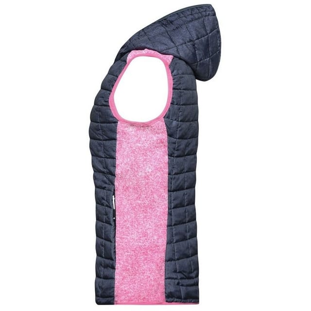 James and Nicholson James and Nicholson Women's Melange Knitted Sleeveless Hybrid Jacket in Dark Navy - 3