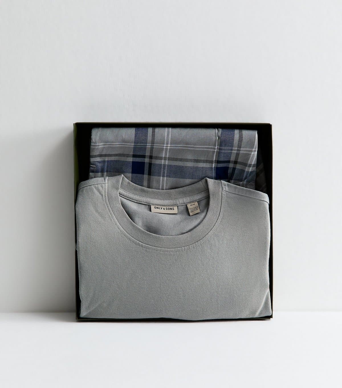 Only and Sons Men's Mid Grey T-Shirt and Shorts Pyjama Gift Set Only and Sons New Look