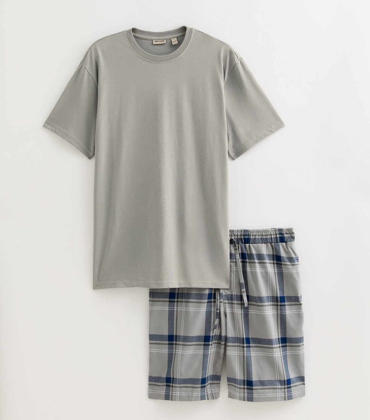 Only and Sons Men's Mid Grey T-Shirt and Shorts Pyjama Gift Set Only and Sons New Look - 2
