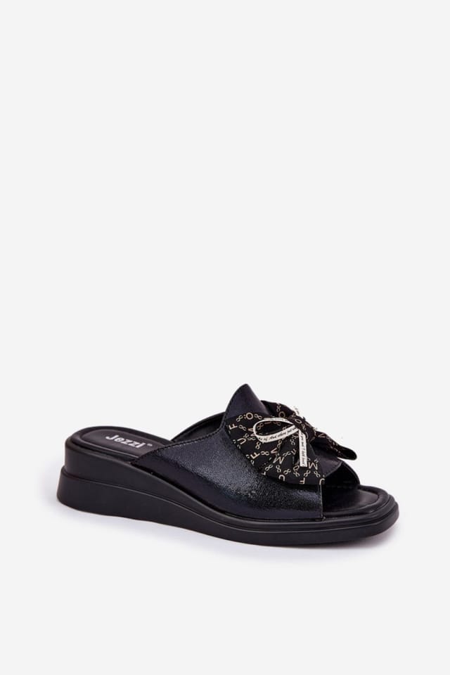 Love Lace Love Lace Women's Jezzi Wedge Sandals with Bow Front Comfort Everyday in Black - 2