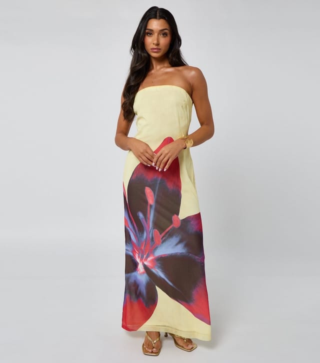 Urban Bliss Women's Yellow Floral Print Bandeau Maxi Dress Urban Bliss New Look - 2