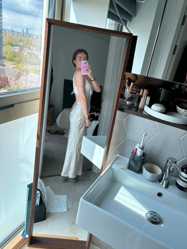 ASOS Cream satin backless dress