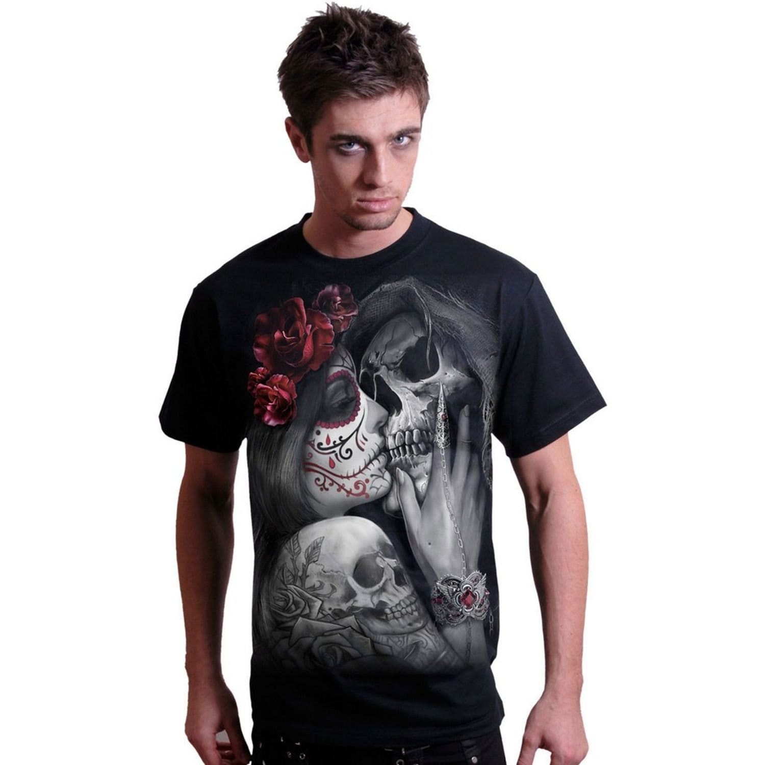 Spiral Direct Men's Dead Kiss Back Print T-Shirt in Black