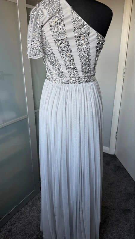 Maya NWT Sequin top one shoulder evening / party dress/gown size Uk 10